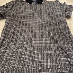 Towncraft Black and White Plaid Polo Shirt